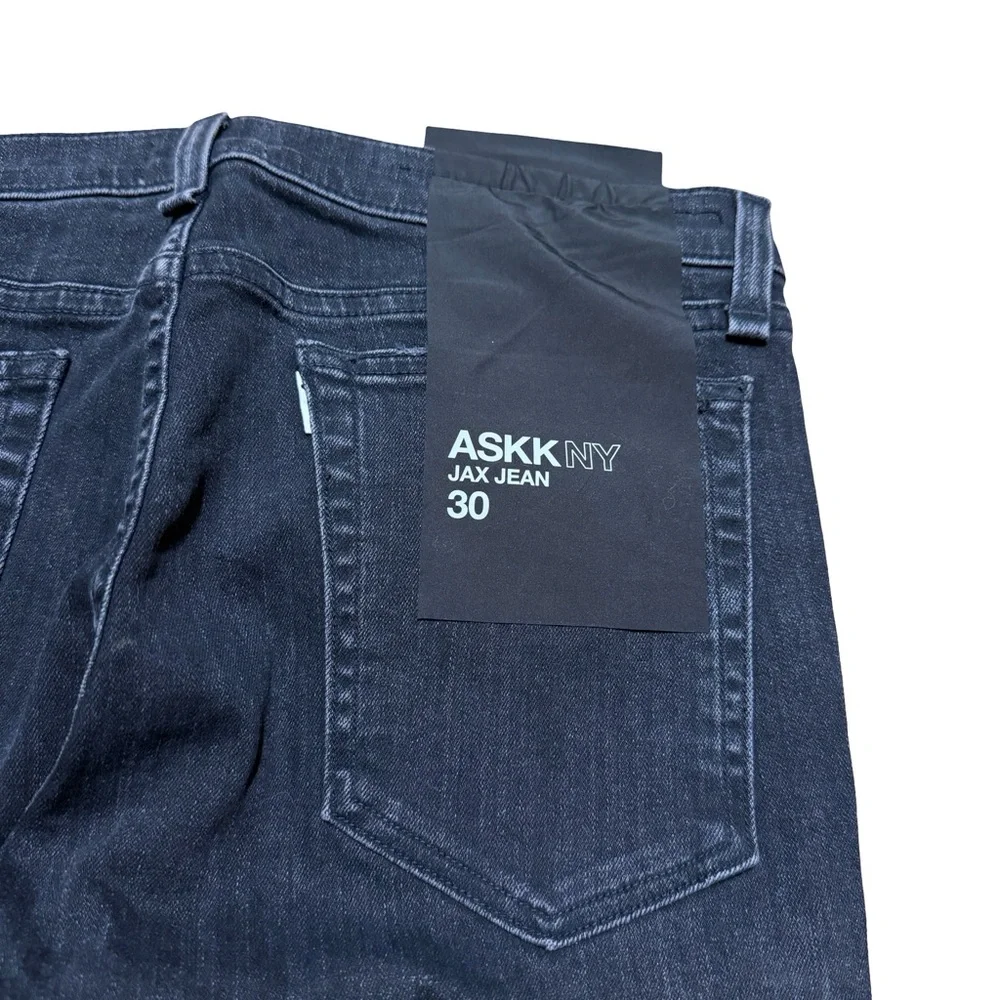 Women’s Brand New ASKK NY Skinny Jax Black Denim Distressed Jeans Size 30
